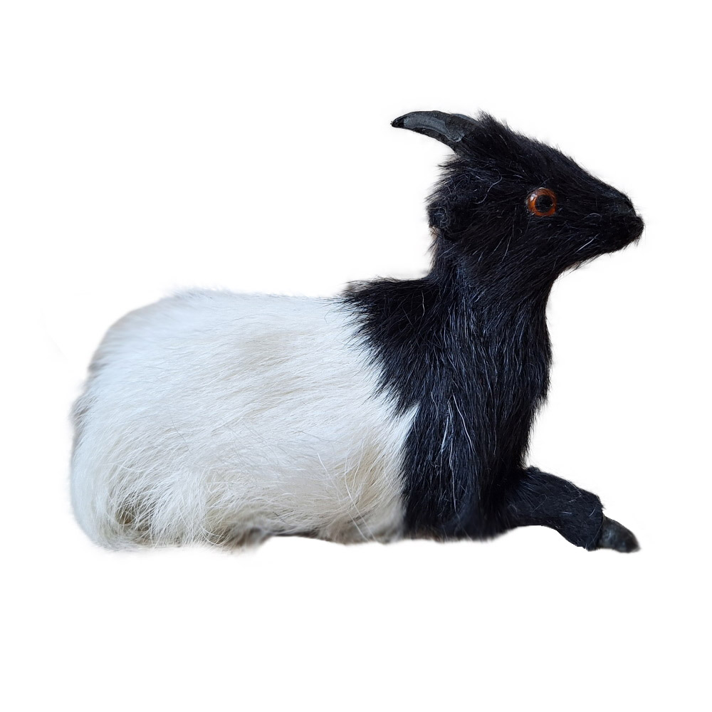 Ziegen schwarz-weiß liegend - 11cm lang